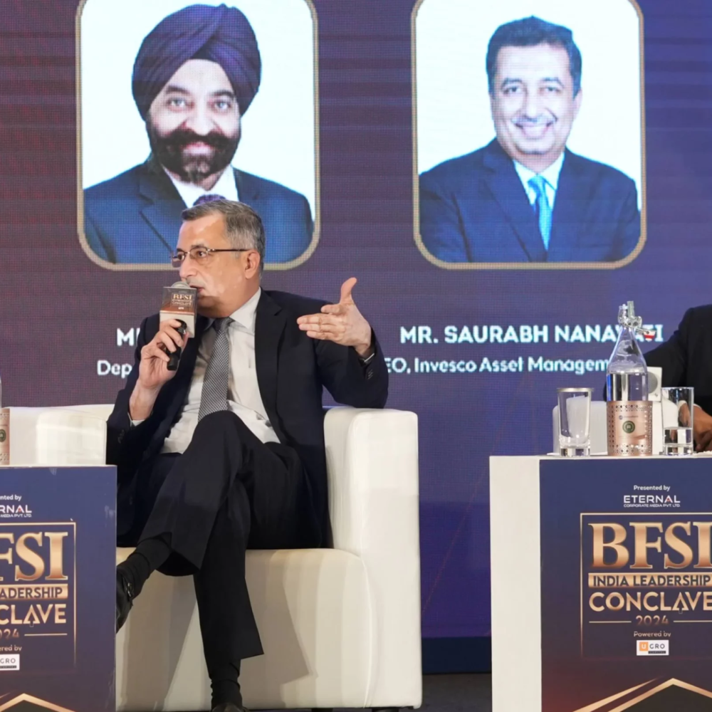 Saurabh Nanavati, CEO of Invesco Asset Management (India) Pvt. Ltd., contributing his views to the panel discussion.