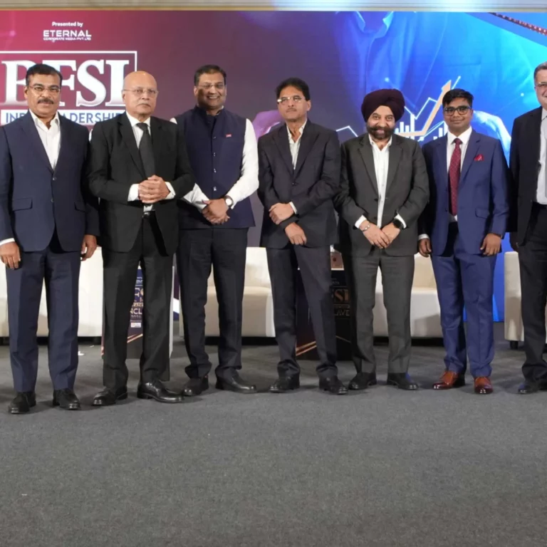 From left to right: Kripa Shankar Tiwari, Chairman of ECMPL; Shachindra Nath, Vice Chairman & MD of UGRO Capital Limited; Umesh Revankar, Executive Vice Chairman of Shriram Finance Limited; Shailesh Haribhakti, Non-Executive Chairman & Independent Director on multiple boards; Navneet Munot, MD & CEO of HDFC Asset Management Co. Ltd.; Shashi Kiran Shetty, Executive Chairman of Allcargo Logistics Limited and Gati Limited; D.P. Singh, Deputy MD & Joint CEO of SBI Mutual Fund; Alok Ranjan Tiwari, MD & CEO of Eternal Corporate Media Pvt. Ltd.; Saurabh Nanavati, CEO of Invesco Asset Management (India) Pvt. Ltd.; Jyoti Prakash Gadia, MD of Resurgent India Limited; and Swarup Mohanty, Vice Chairman & CEO of Mirae Asset Investment Managers (India) Pvt. Ltd.