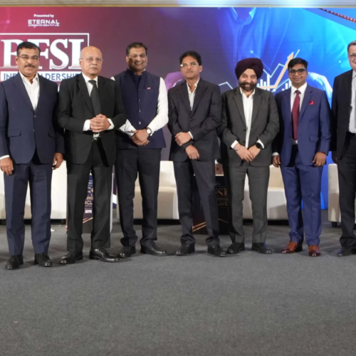 From left to right: Kripa Shankar Tiwari, Chairman of ECMPL; Shachindra Nath, Vice Chairman & MD of UGRO Capital Limited; Umesh Revankar, Executive Vice Chairman of Shriram Finance Limited; Shailesh Haribhakti, Non-Executive Chairman & Independent Director on multiple boards; Navneet Munot, MD & CEO of HDFC Asset Management Co. Ltd.; Shashi Kiran Shetty, Executive Chairman of Allcargo Logistics Limited and Gati Limited; D.P. Singh, Deputy MD & Joint CEO of SBI Mutual Fund; Alok Ranjan Tiwari, MD & CEO of Eternal Corporate Media Pvt. Ltd.; Saurabh Nanavati, CEO of Invesco Asset Management (India) Pvt. Ltd.; Jyoti Prakash Gadia, MD of Resurgent India Limited; and Swarup Mohanty, Vice Chairman & CEO of Mirae Asset Investment Managers (India) Pvt. Ltd.